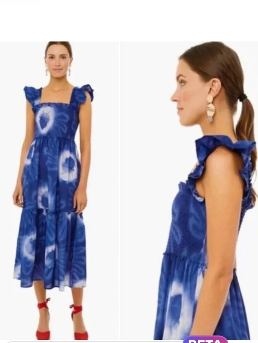 Tuckernuck Blue Tie-Dye Rory Ruffle-Strap Tiered Dress